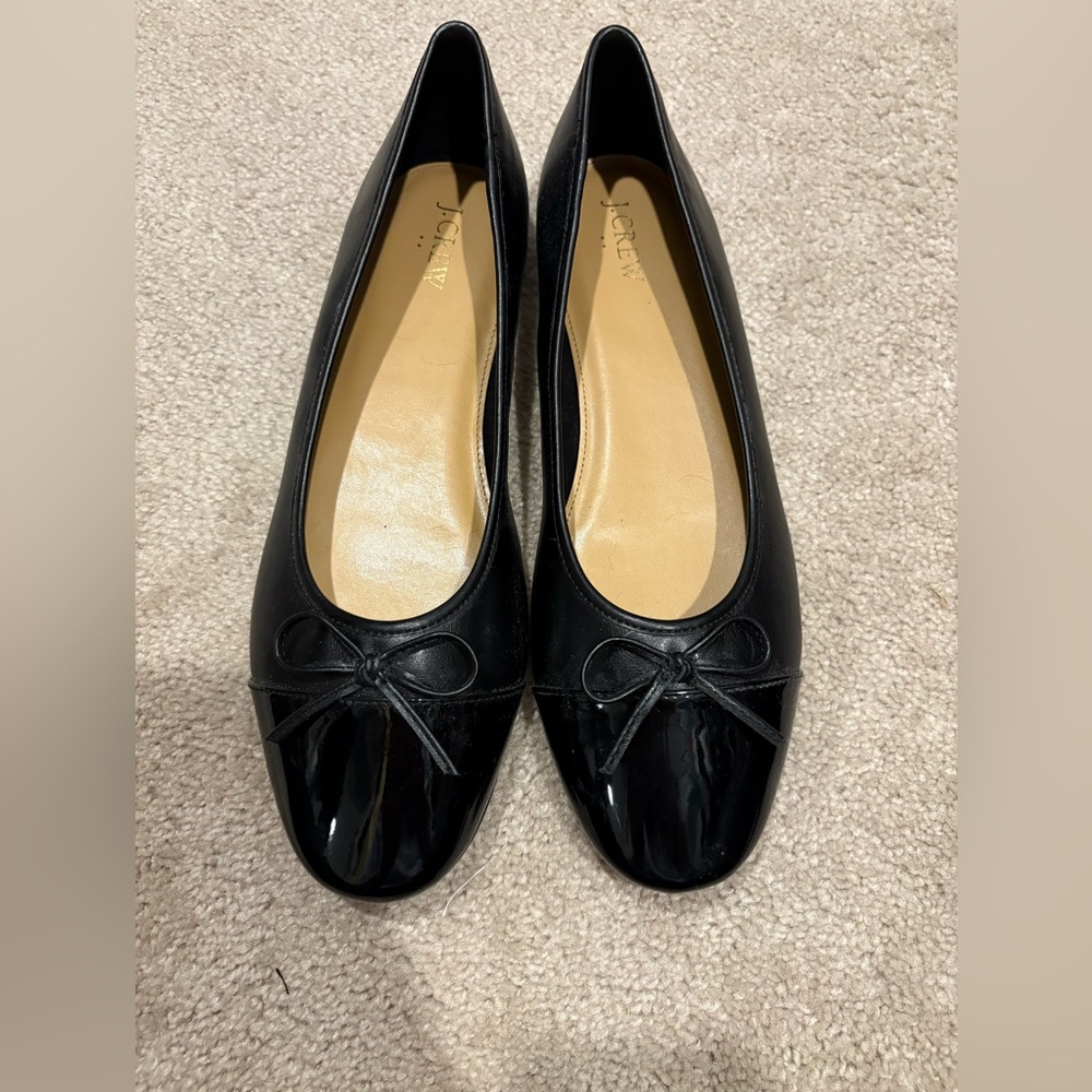 J. Crew Black Patent Leather Flats with Bow